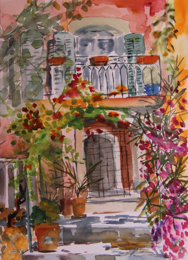 La maison rouge sur le square a Lorgues